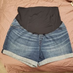Blue Stretch Denim Maternity Shorts